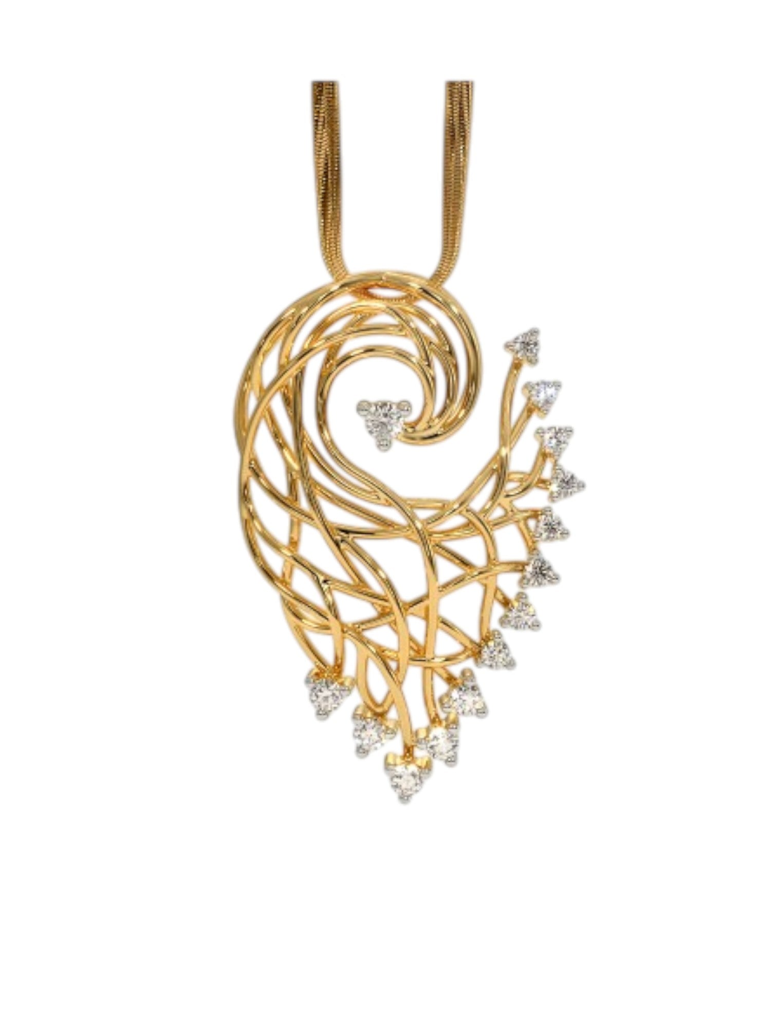 925 Sterling Silver Elegant Design CZ Stones Gold Plated Pendant With Chain For Women By Kesardeep